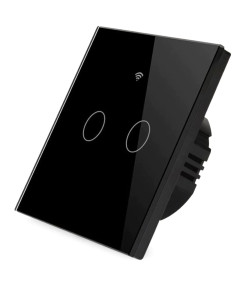 Intrerupator inteligent cu touch Tuya, Life Smart, Wi-Fi, RF433, cu sau fara nul, 2 canale, 10A, Sticla securizata, compatibil Amazon Alexa/Google Assistant, Negru @SmartWiz
