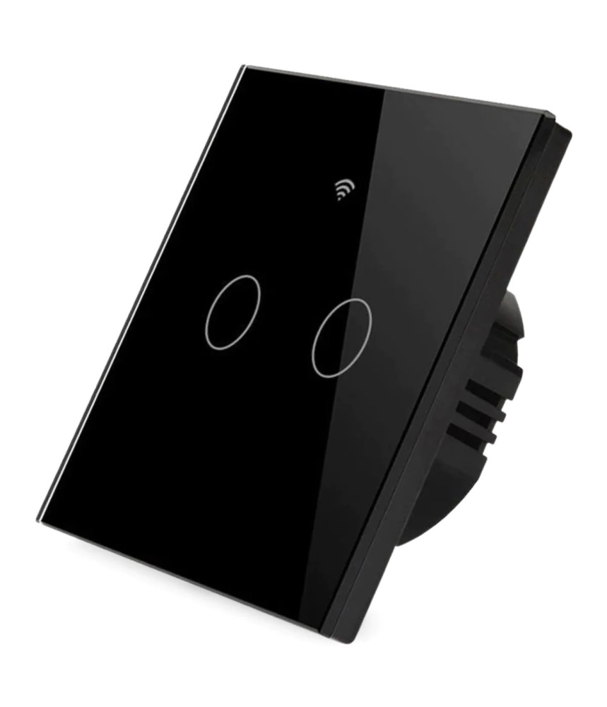 Intrerupator inteligent cu touch Tuya, Life Smart, Wi-Fi, RF433, cu sau fara nul, 2 canale, 10A, Sticla securizata, compatibil Amazon Alexa/Google Assistant, Negru @SmartWiz Intrerupator inteligent cu touch Tuya, Life Smart, Wi-Fi, RF433, cu sau fara nul, 2 canale, 10A, Sticla securizata, compatibil Amazon Alexa/Google Assistant, Negru @SmartWiz