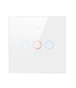 Intrerupator inteligent cu touch Tuya, Life Smart, Aubess, Wi-Fi, fara nul, 3 canale, 16A, Sticla securizata, compatibil Amazon Alexa/Google Assistant, Alb