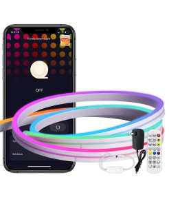 Banda LED Neon RGB inteligenta Tuya, Wi-Fi, sincronizare muzica, IP67, compatibil Alexa/Google Assistant, 5m @SmartWIZ Banda LED Neon RGB inteligenta Tuya, Wi-Fi, sincronizare muzica, IP67, compatibil Alexa/Google Assistant, 5m @SmartWIZ