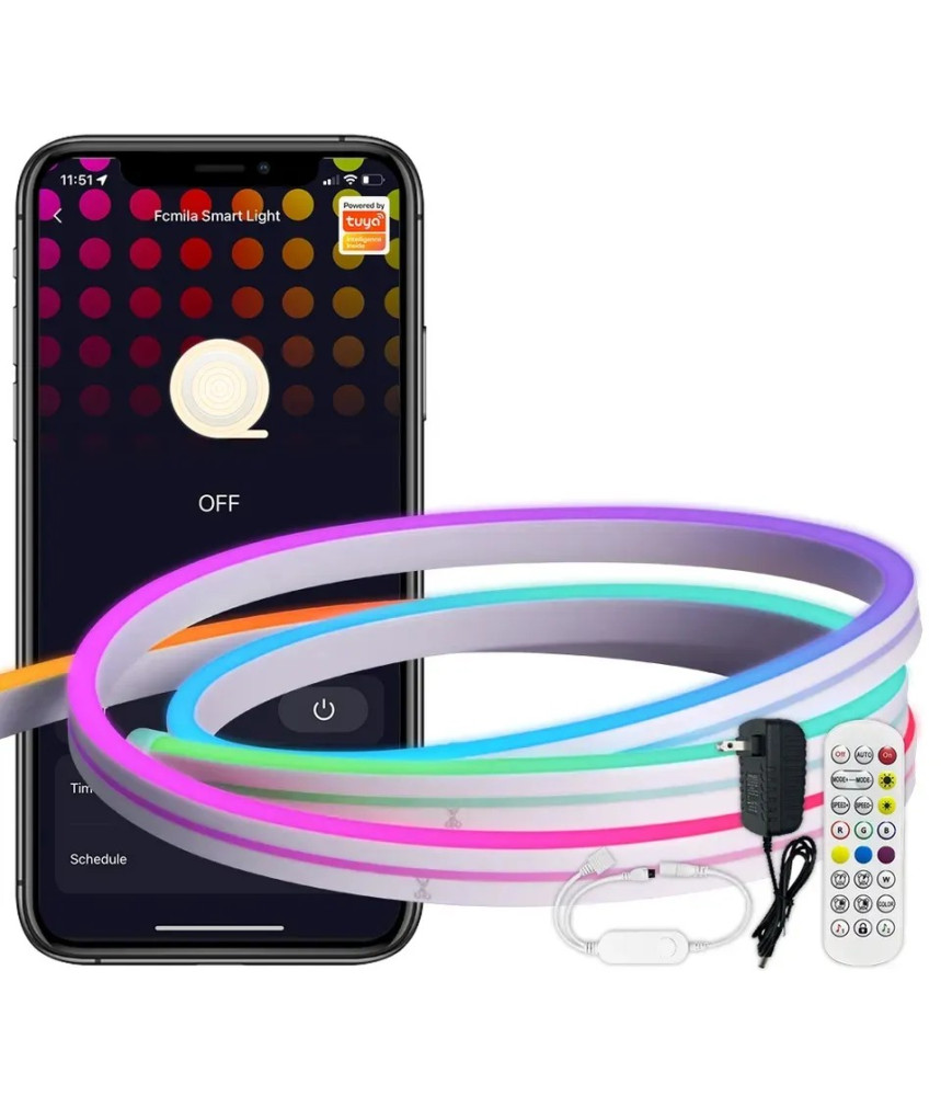 Banda LED Neon RGB inteligenta Tuya, Wi-Fi, sincronizare muzica, IP67, compatibil Alexa/Google Assistant, 5m @SmartWIZ Banda LED Neon RGB inteligenta Tuya, Wi-Fi, sincronizare muzica, IP67, compatibil Alexa/Google Assistant, 5m @SmartWIZ