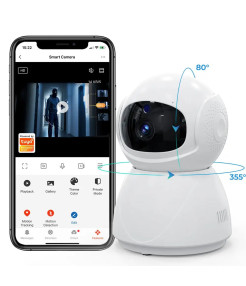 Camera de supraveghere TUYA, Cu Functie Baby Monitor, Si cu Rotire 360 grade, Full HD 1080P, Wireless Audio Video, IP, Night Vision, Detectarea miscarilor, Two-Way Audio @SmartWiz