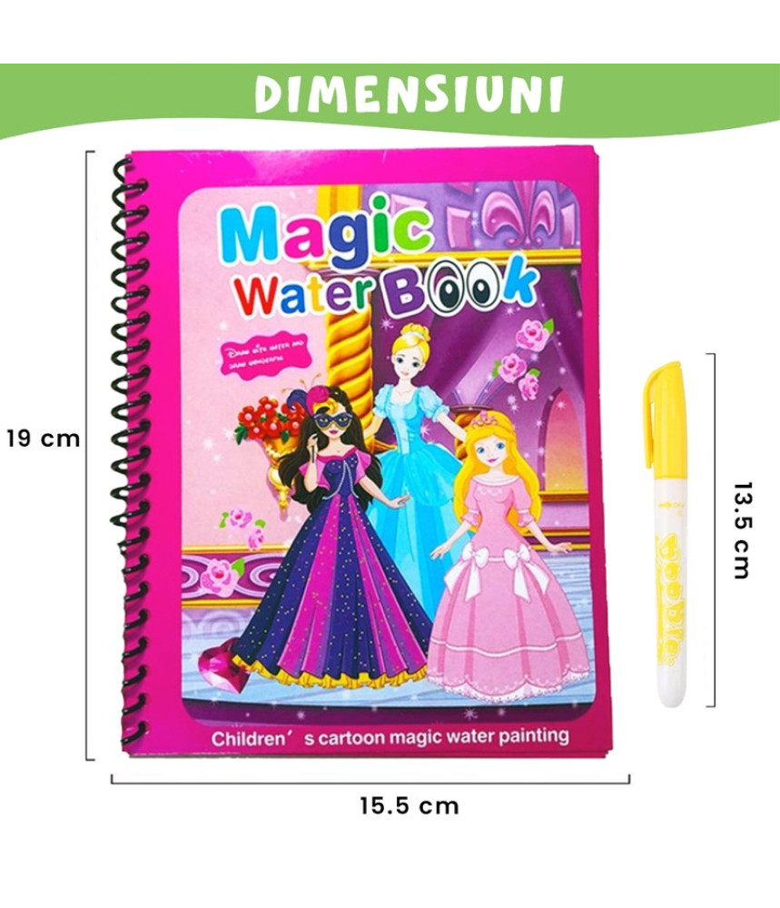 Carte de colorat cu apa Magic Book , Reutilizabila, plina de culori vibrante, Cele 3 printese Carte de colorat cu apa Magic Book , Reutilizabila, plina de culori vibrante, Cele 3 printese