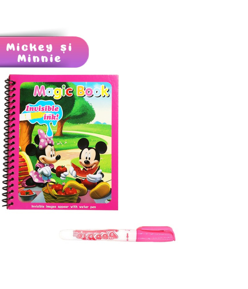 Carte de colorat cu apa Magic Book , Reutilizabila, plina de culori vibrante, Mickey si Minnie Carte de colorat cu apa Magic Book , Reutilizabila, plina de culori vibrante, Mickey si Minnie
