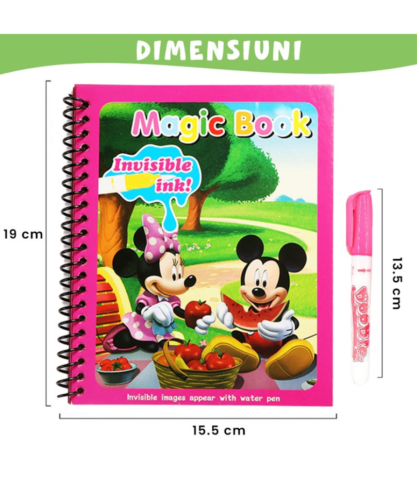 Carte de colorat cu apa Magic Book , Reutilizabila, plina de culori vibrante, Mickey si Minnie Carte de colorat cu apa Magic Book , Reutilizabila, plina de culori vibrante, Mickey si Minnie
