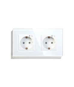 Priza dubla inteligenta de perete, Wi-Fi, Rama din sticla, Monitorizare consum, 16A, Smart Life / Tuya APP, Alb @SmartWiz Priza dubla inteligenta de perete, Wi-Fi, Rama din sticla, Monitorizare consum, 16A, Smart Life / Tuya APP, Alb @SmartWiz