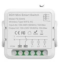 Mini Releu 3 Canale inteligent Wi-Fi, programabil, Compatibil cu app Tuya, Smart Life, Control vocal, Alexa, Amazon, Google Home, 10A @SmartWiz