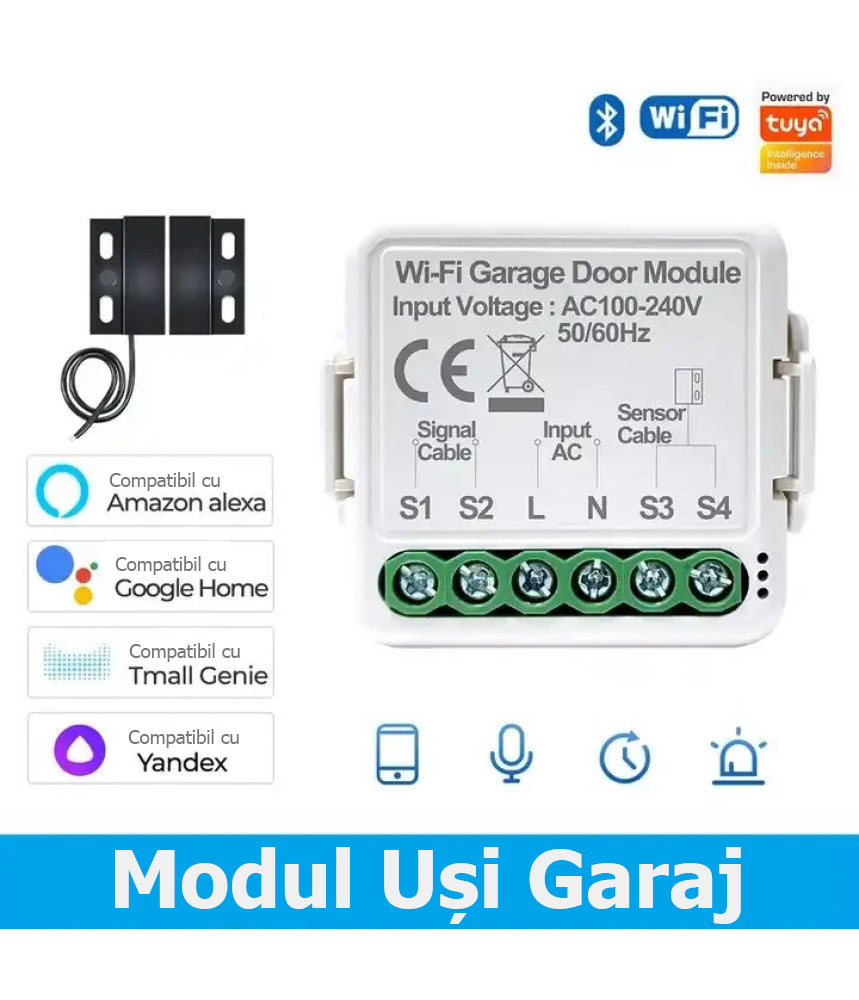 Releu Inteligent WiFi Poarta cu Monitorizare Inchis/Deschis 220V Tuya/SmartLife @SmartWiz Releu Inteligent WiFi Poarta cu Monitorizare Inchis/Deschis 220V Tuya/SmartLife @SmartWiz
