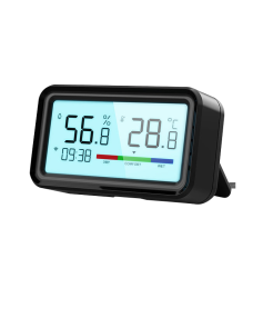 Senzor Mini de temperatura/umiditate, Display, Mod Noapte, Alerta Mobil, TypeC, WiFi 2.4G, Compatibil cu Tuya/SmartLife/Alexa/Echo/Google Assistant, Negru @SmartWiz