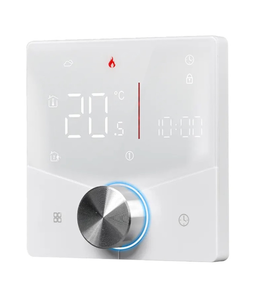 Termostat Inteligent de ambient, Pardoseala/Boiler Electric cu Rotita, Wi-FI, Control prin Aplicatia Tuya, Wireless, Prindere in Doza de Perete, Control Vocal Google Home, Alexa, Alb @SmartWiz Termostat Inteligent de ambient, Pardoseala/Boiler Electric cu Rotita, Wi-FI, Control prin Aplicatia Tuya, Wireless, Prindere in Doza de Perete, Control Vocal Google Home, Alexa, Alb @SmartWiz