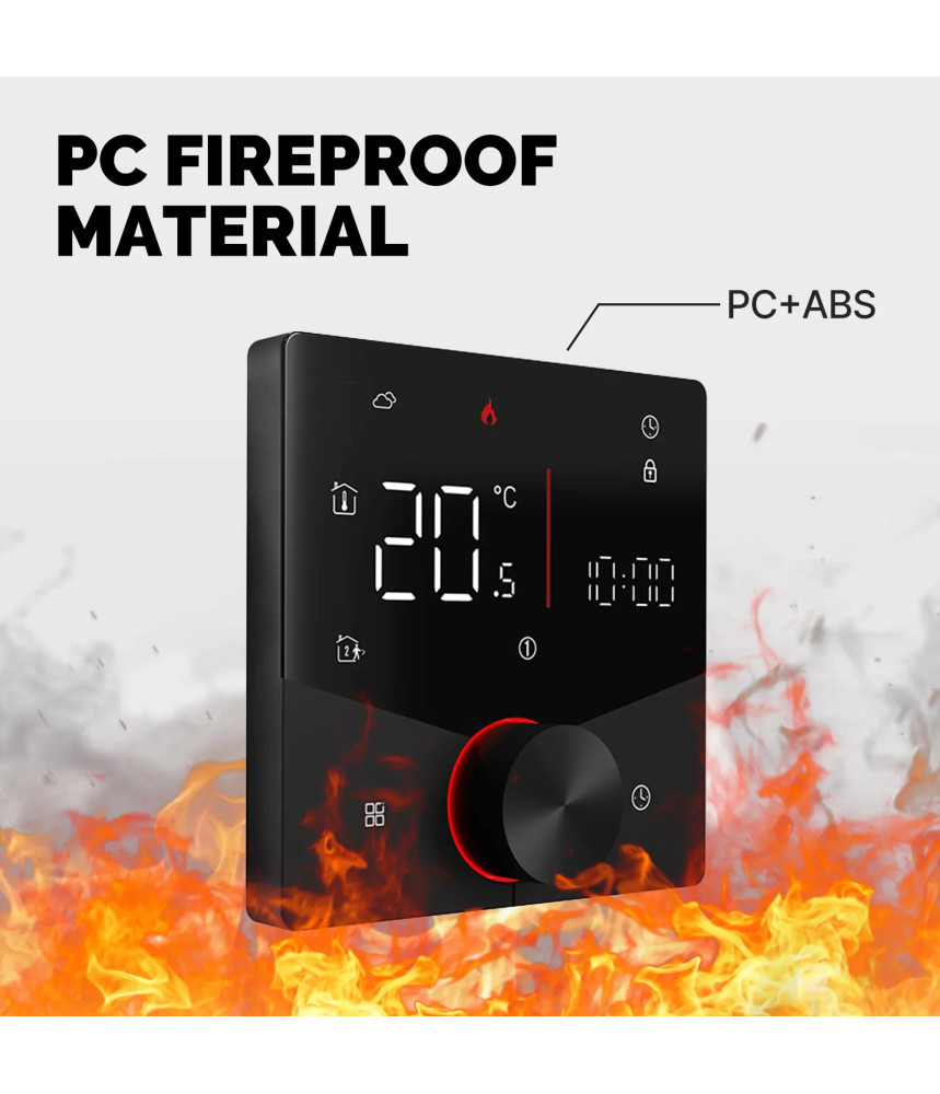 Termostat Inteligent de ambient, Pardoseala/Boiler Electric cu Rotita, WIFI, Control prin Aplicatia Tuya, Wireless, Prindere in Doza de Perete, Control Vocal Google Home, Negru Alexa @SmartWiz Termostat Inteligent de ambient, Pardoseala/Boiler Electric cu Rotita, WIFI, Control prin Aplicatia Tuya, Wireless, Prindere in Doza de Perete, Control Vocal Google Home, Negru Alexa @SmartWiz