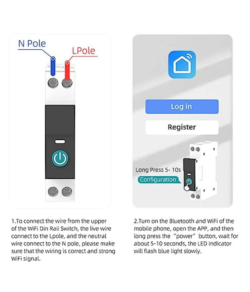 Siguranta Automata cu Monitorizare Inteligenta WiFi, Tuya/Smartlife, 1P+N, 63A, Compatibila Google Home si Alexa @Smartwiz Siguranta Automata cu Monitorizare Inteligenta WiFi, Tuya/Smartlife, 1P+N, 63A, Compatibila Google Home si Alexa @Smartwiz