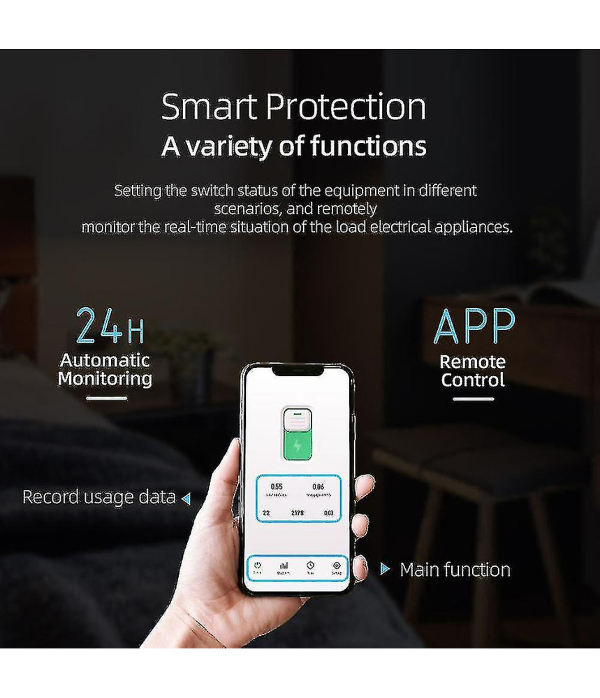 Siguranta Smart 32A Controlabila Prin Telefon, WiFi, Verificare Curent Electric, Voltaj Si Putere in Timp Real, Timer Dimineata/Seara, 240V, Calitate Premium @Smartwiz Siguranta Smart 32A Controlabila Prin Telefon, WiFi, Verificare Curent Electric, Voltaj Si Putere in Timp Real, Timer Dimineata/Seara, 240V, Calitate Premium @Smartwiz